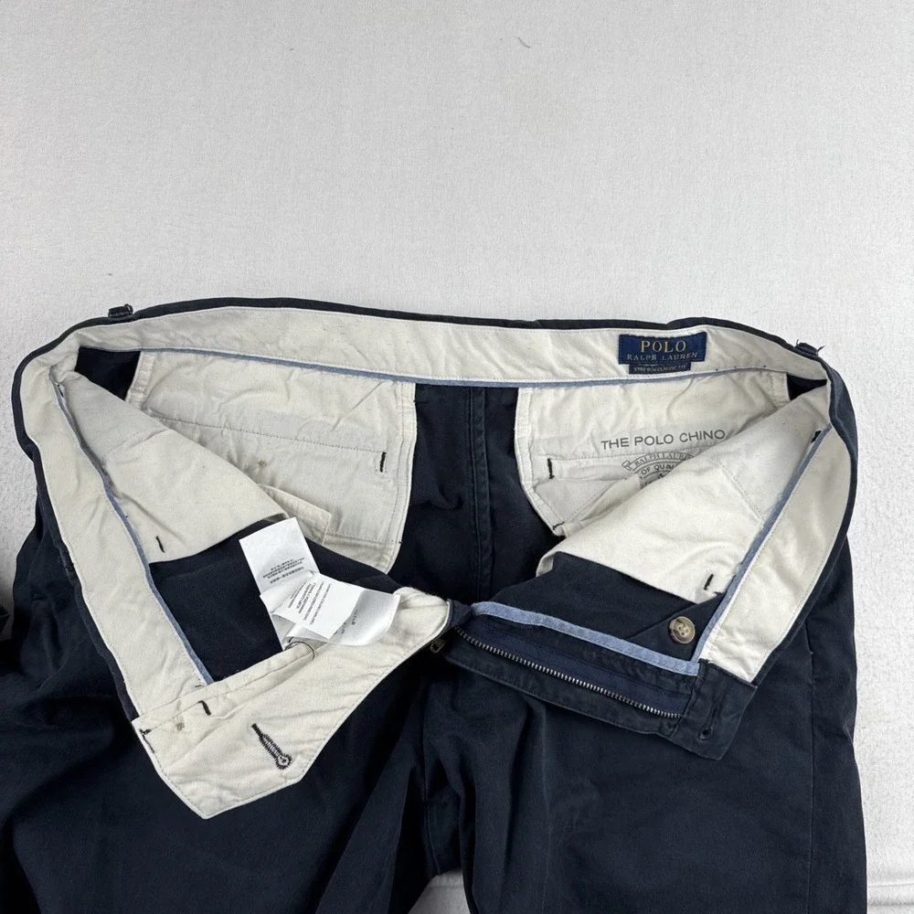 Polo Ralph Lauren Mens Navy Blue Chino classic cotton twill Pants fits 35*29